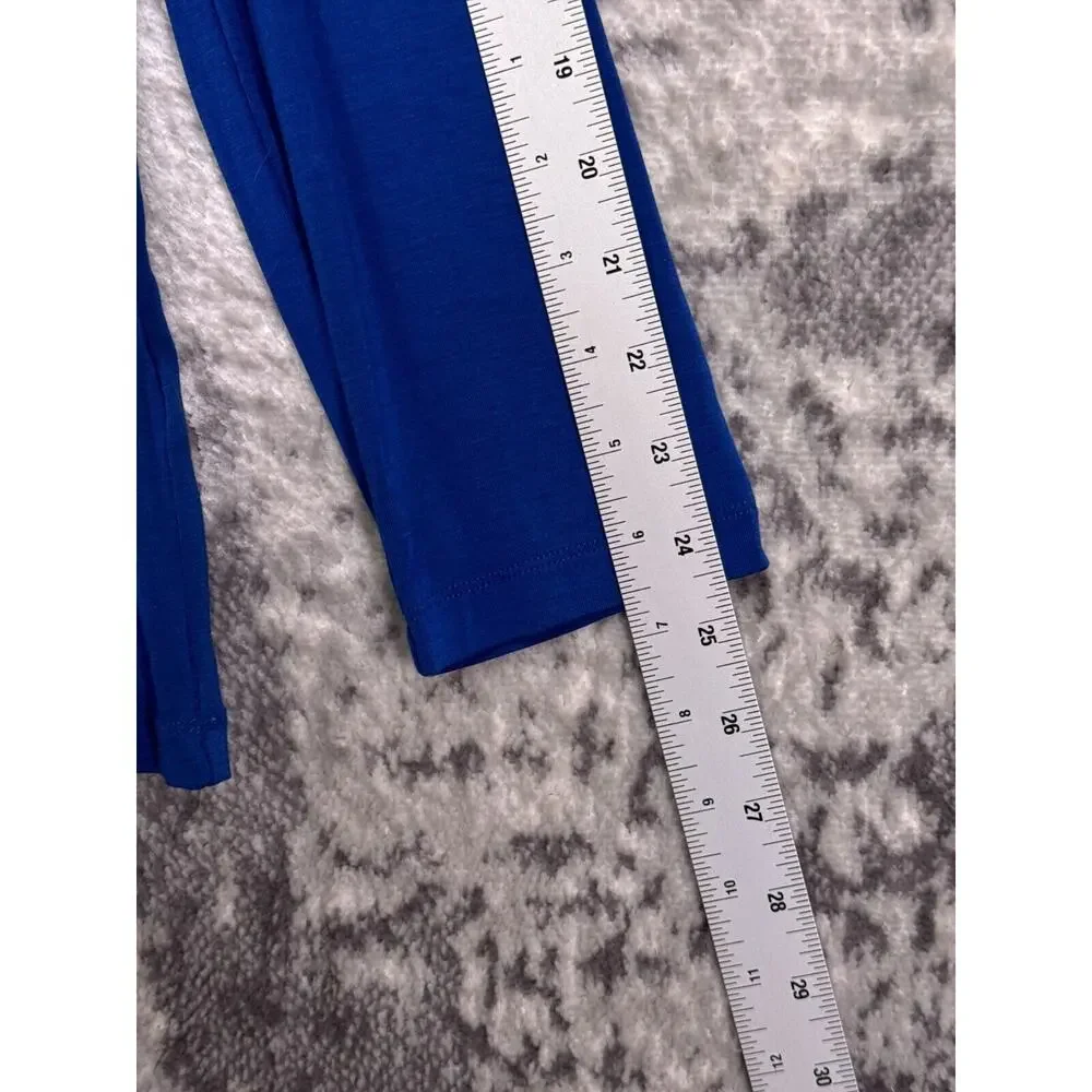 New Soft Surroundings Top Medium Womens Blue Jersey Knit Button Henley